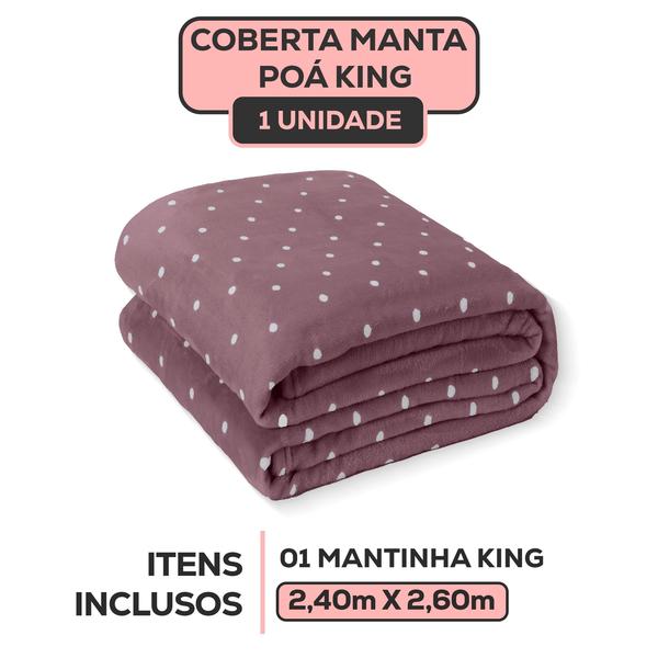 Imagem de Cobertor Manta King Size Poá Bolinha Fleece 2,40 x 2,60 Coberta Microfibra Macia com Toque Aveludado Premium