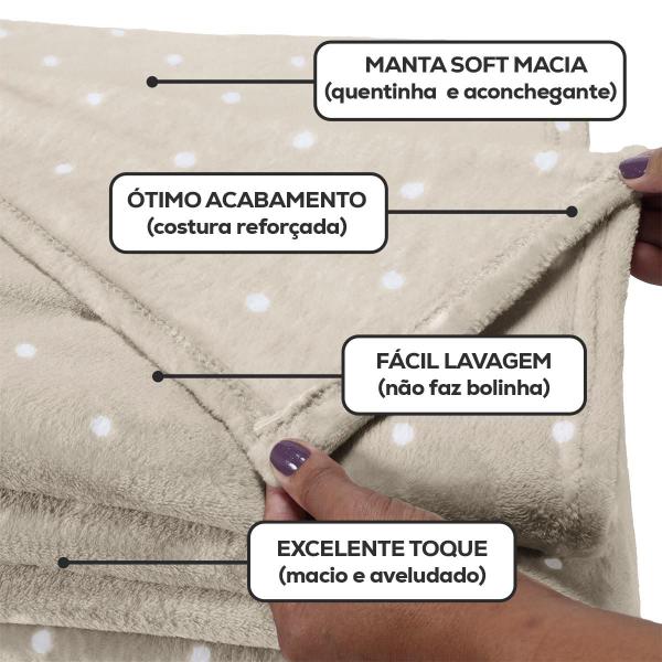 Imagem de Cobertor Manta Queen Size Microfibra Fleece Coberta 2,20 x 2,40 mts Soft Flannel Antialergico Poá Bolinha