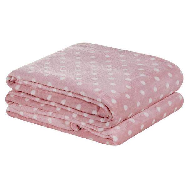 Imagem de Cobertor Meggy Poá Casal Mantinha Flannel Bolinhas - Rosa