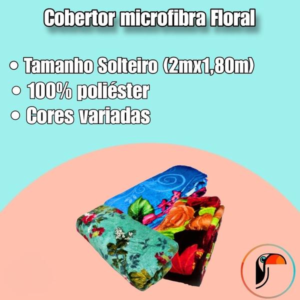 Cobertor Microfibra Solteiro Floral - Super Lojão Clemente Imagem de Cobertor Microfibra Solteiro Floral