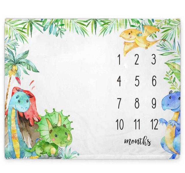 Imagem de Cobertor Monthly Milestone Popfavors Dinosaur 125x100cm com marcador