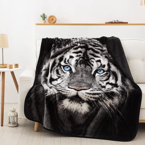 Imagem de Cobertor Northwest White Tiger Stare Raschel Throw 100% poli