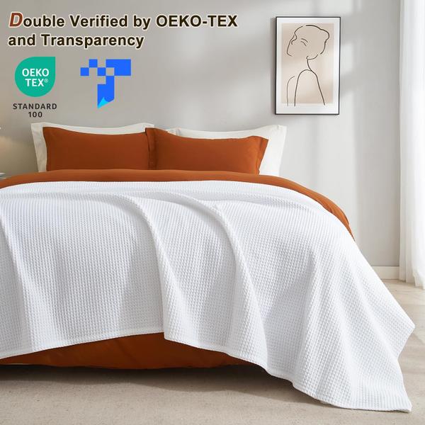 Imagem de Cobertor PHF Waffle Weave 100% algodão queen size 230x230cm branco