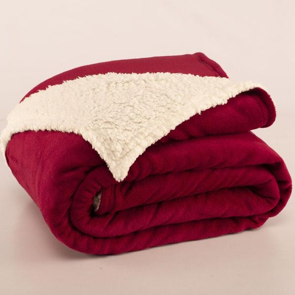 Imagem de Cobertor Polaris Queen Sherpa Toque Lã de Carneiro e Manta Fleece 1 Peça - Vinho