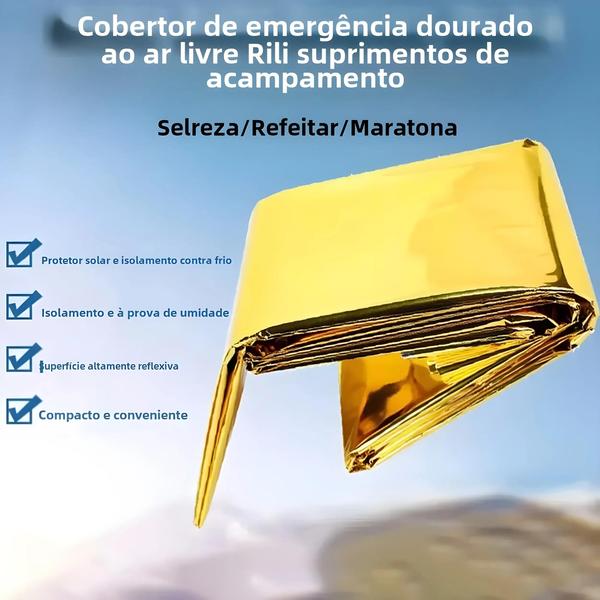 Imagem de Cobertor Poncho Térmico de Emergência - Leve, à Prova d'Água e Vento - Reutilizável