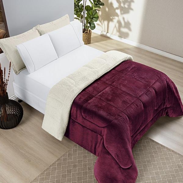Cobertor QUEEN dupla face sherpa manta flannel coberdrom - SAFIRA ENXOVAIS Imagem de Cobertor QUEEN dupla face sherpa manta flannel coberdrom