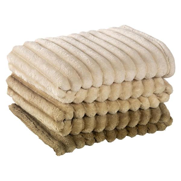 Imagem de Cobertor Queen Fleece Canelado Fluffy Mantinha Gold