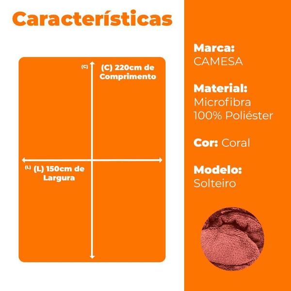 Imagem de Cobertor Solteiro Manta Microfibra Antialérgico 1,5X2,2M