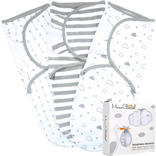 Imagem de Cobertor Swaddle Mama Cheetah Organic Newborn, 0-3 meses, pacote com 3