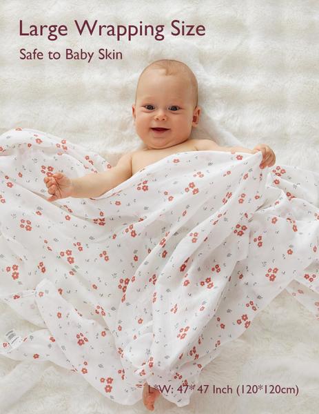 Imagem de Cobertor Swaddle Momcozy Muslin Ultra Soft 120x120cm Tiny Flower