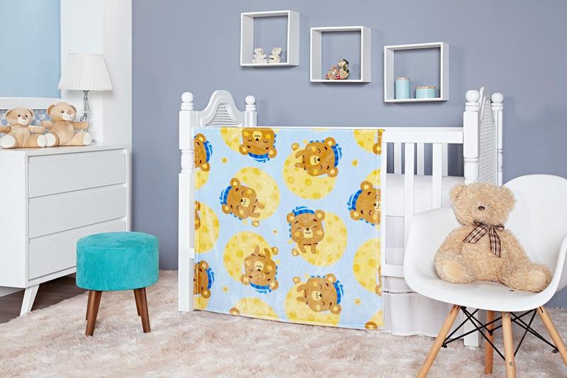 Imagem de Cobertor Toque de Seda Baby Flannel - Azul BILL (90 x 110 cm)