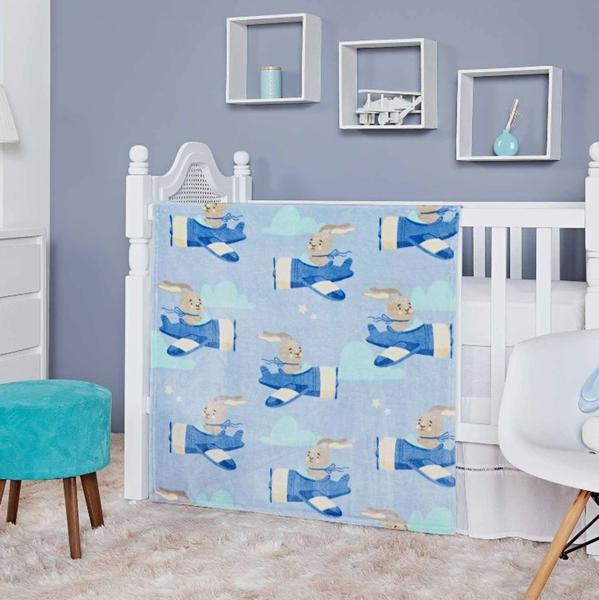 Imagem de Cobertor Toque de Seda Baby Flannel - Azul RICK (90 x 110 cm)