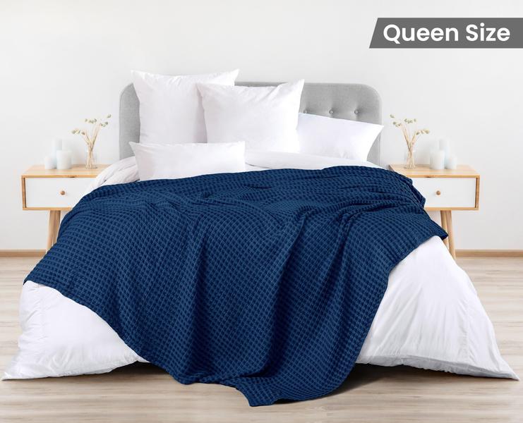 Imagem de Cobertor Utopia Bedding Cotton Waffle 300 GSM Navy Queen Size