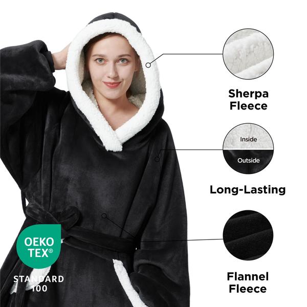 Imagem de Cobertor vestível com capuz Bedsure Oversize Sherpa Fleece