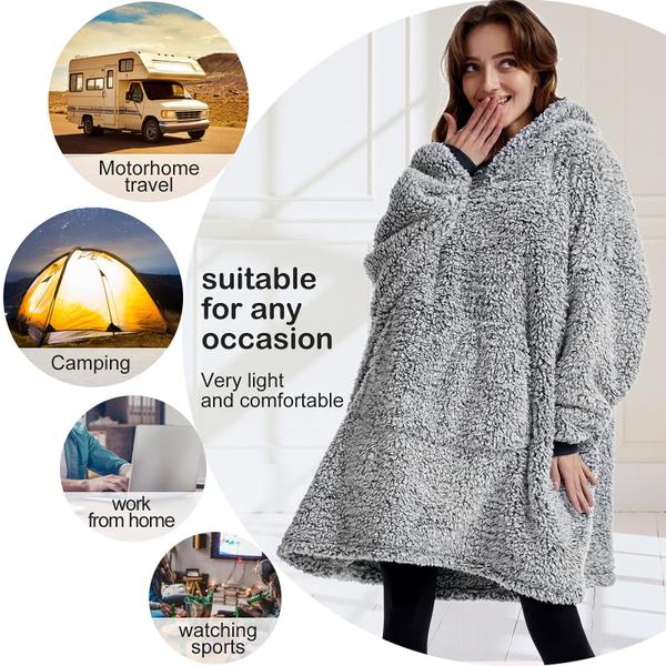 Imagem de Cobertor vestível com capuz HORIMOTE HOME Cozy Sherpa para adultos