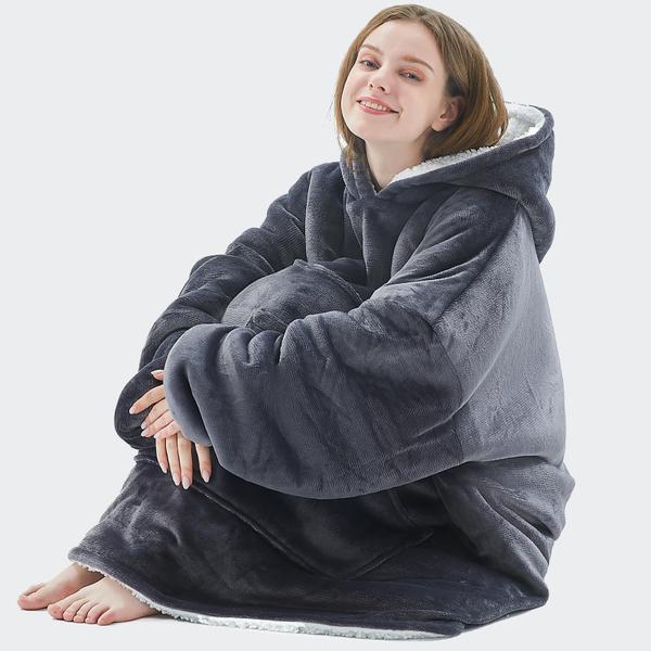 Imagem de Cobertor vestível com capuz L'AGRATY Oversized para adultos e crianças