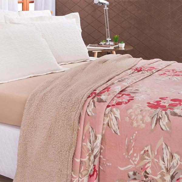 Imagem de Cobertor Winter Solteiro Manta Soft Plush - Floral Rosê