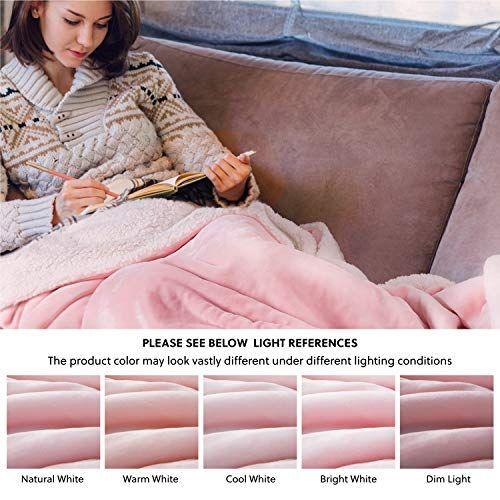 Imagem de Cobertores de cama de lã Sherpa Bedsure Queen Size - rosa grosso felpudo quente macio cobertor queen grande para cama, 90 x 90 polegadas