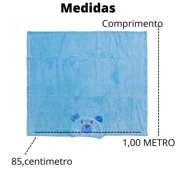 Imagem de Cobertozinho Manta Infantil Bichinhos Bordado Forro no Capuz Com Orelhinhas 3D