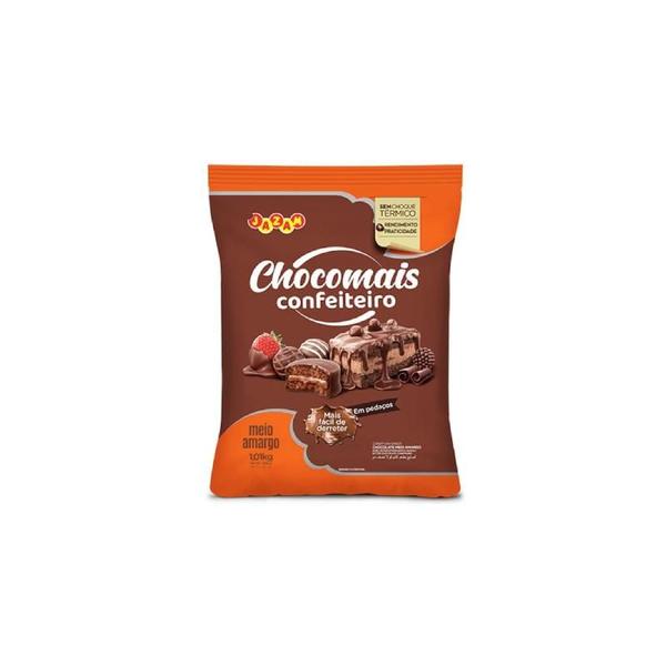Cobertura Chocolate Chocomais Meio Amargo - Pacote 1,01 Kg - Jazam Imagem de Cobertura Chocolate Chocomais Meio Amargo - Pacote 1,01 Kg