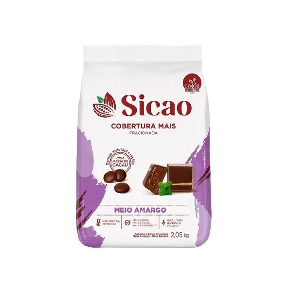 Cobertura Chocolate Meio Amargo Gotas 1kg Sicao- kit 2un - Sicão Imagem de Cobertura Chocolate Meio Amargo Gotas 1kg Sicao- kit 2un