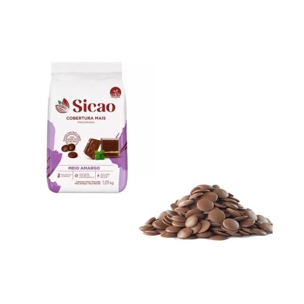 Cobertura Chocolate Meio Amargo Gotas 1Kg Sicao- Kit 2Un Imagem de Cobertura Chocolate Meio Amargo Gotas 1Kg Sicao- Kit 2Un