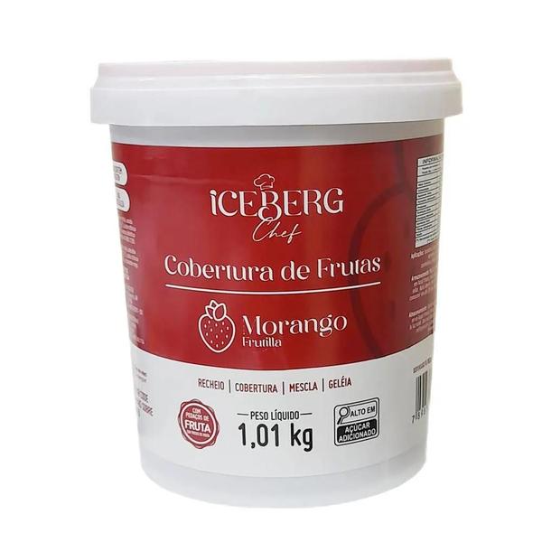 Cobertura De Morango C/ Pedacos 1kg Iceberg Imagem de Cobertura De Morango C/ Pedacos 1kg Iceberg