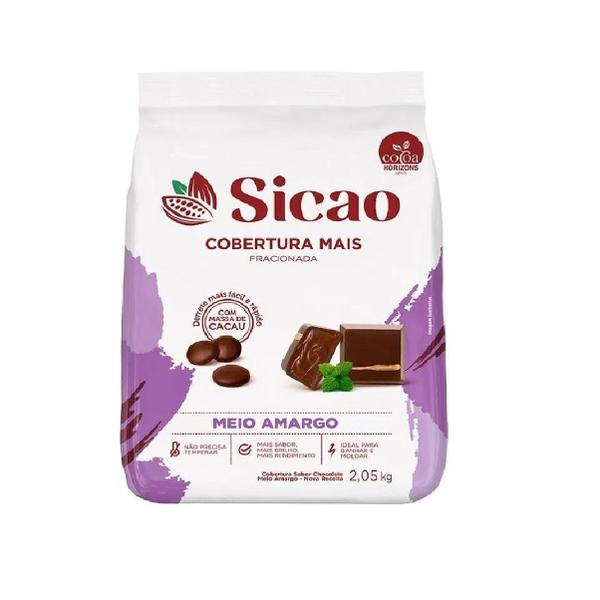 Cobertura Fracionado Meio Amargo Mais Gotas Sicao 2,05kg - Sicão Imagem de Cobertura Fracionado Meio Amargo Mais Gotas Sicao 2,05kg