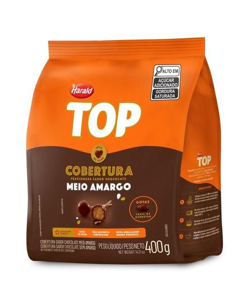 Cobertura Harald Top Chocolate Meio Amargo Gotas - Pacote 400G Imagem de Cobertura Harald Top Chocolate Meio Amargo Gotas - Pacote 400G