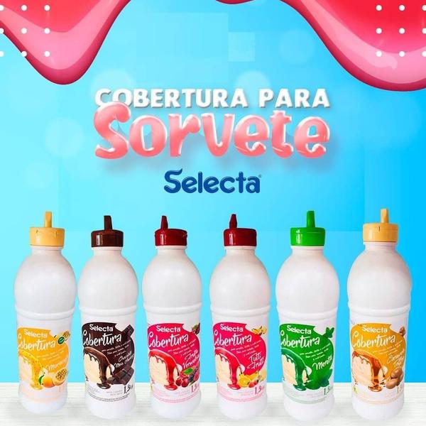 Cobertura para Sorvete e Açai Sabor Morango 1.3kg Selecta Imagem de Cobertura para Sorvete e Açai Sabor Morango 1.3kg Selecta