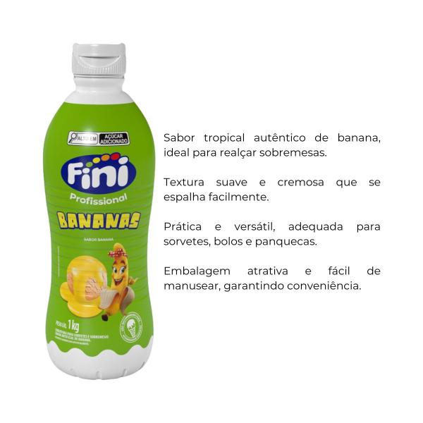 Cobertura para sorvetes sabor banana fini 1kg Imagem de Cobertura para sorvetes sabor banana fini 1kg