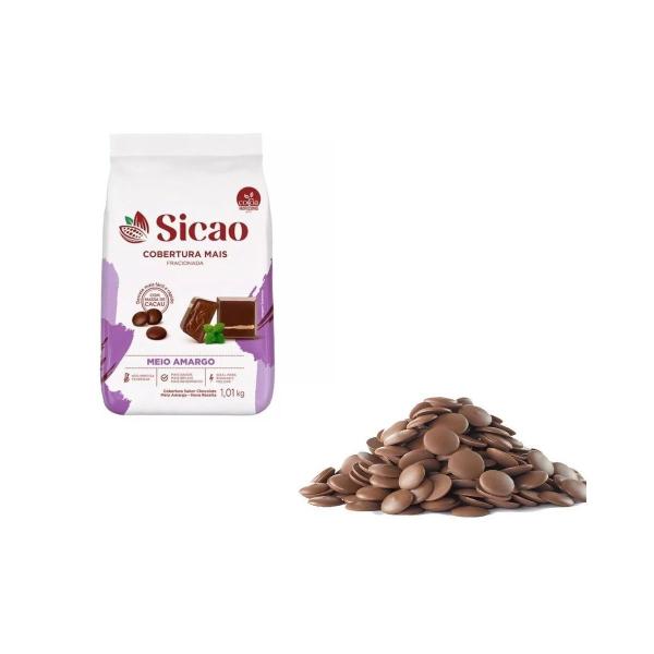 Imagem de Cobertura Sicao Chocolate Fracionado Meio Amargo Gotas 1kg
