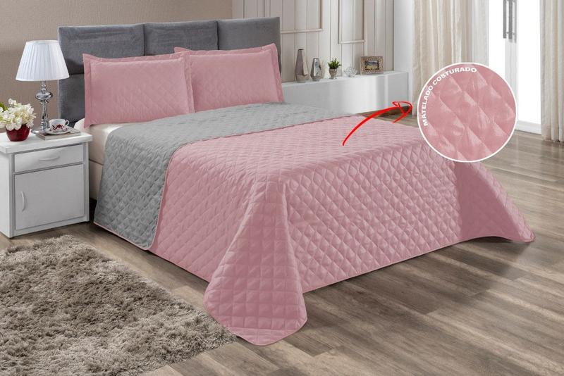 Imagem de Cobre Leito Casal Colcha Cama Box Queen Roupa de Cama Realeza Dupla Face