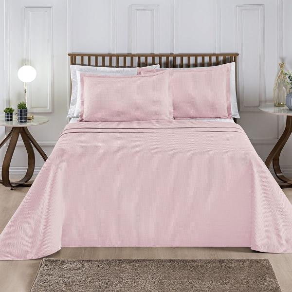 Imagem de Cobre Leito Colcha Cama Casal Kit 3 Peças 100% Piquet 100% Algodão Charm 2,40m x 2,20m