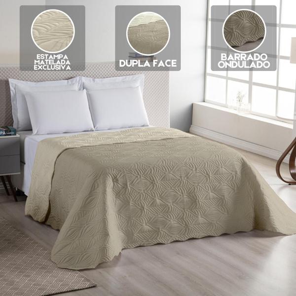 Imagem de Cobre Leito Colcha de Cama Casal Padrão Avulso Dupla Face Matelado FOLHAS 150 Fios