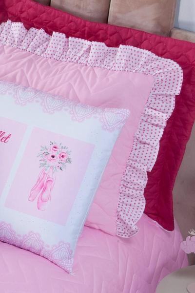 Cobre Leito Queen Ballet Estampado Com Almofadas 7 Peças - Nathalia Enxovais Imagem de Cobre Leito Queen Ballet Estampado Com Almofadas 7 Peças