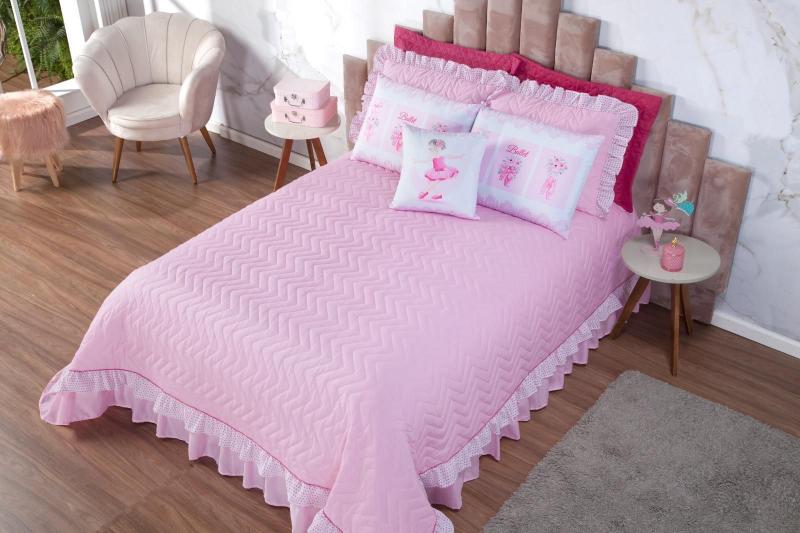 Cobre Leito Queen Ballet Estampado Com Almofadas 7 Peças - Nathalia Enxovais Imagem de Cobre Leito Queen Ballet Estampado Com Almofadas 7 Peças
