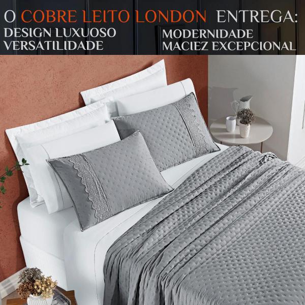 Imagem de Cobre Leito Queen Size 200 Fios London Bordado Inglês Super Luxuoso NOBLESS