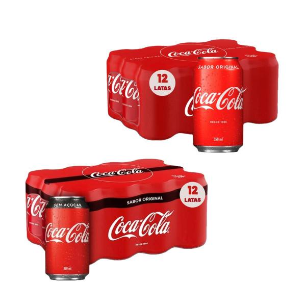 CocaCola Lata 350ml Kit C/12 und Original ou Zero - Refrigerante
