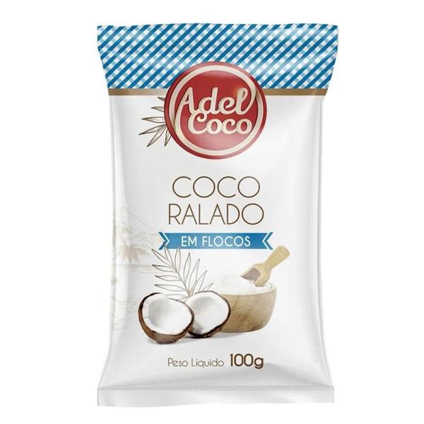 Coco Ralado Em Flocos Adel Coco 100g - AdelCoco Imagem de Coco Ralado Em Flocos Adel Coco 100g