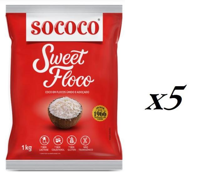 Imagem de Coco Ralado Sococo Sweet Floco úmido e adoçado- Kit 5 kilos