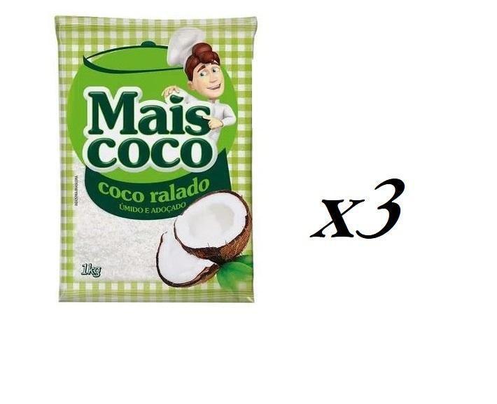 Coco Ralado Úmido Adoçado Mais Coco 3 Pacotes De 1 Kilo - Lynx Produções Imagem de Coco Ralado Úmido Adoçado Mais Coco 3 Pacotes De 1 Kilo