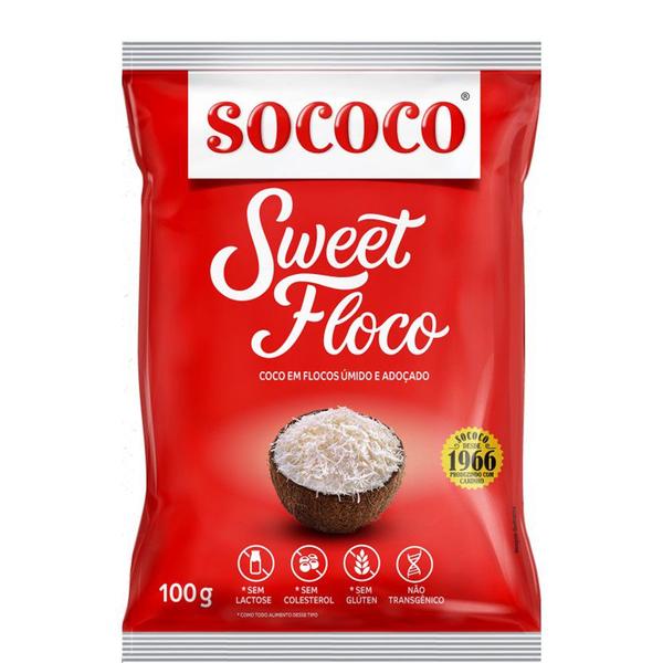 Coco Ralado Umido Flocado 100g Sococo Imagem de Coco Ralado Umido Flocado 100g Sococo