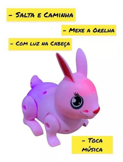 Imagem de Coelhinho Musical De Brinquedo Pula E Anda Com Luz Rosa - Fun Game