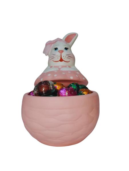 Coelho Pote em Cerâmica - Páscoa: - Lumes Decor Imagem de Coelho Pote em Cerâmica - Páscoa: