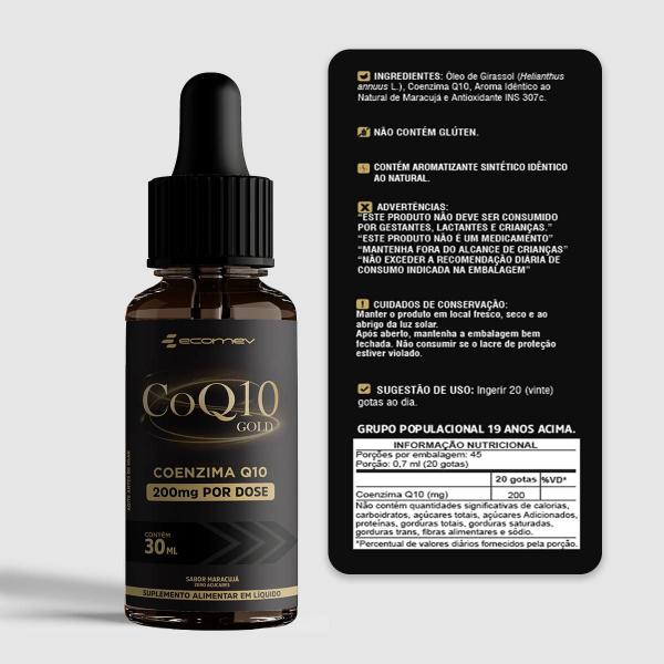 Imagem de Coenzima Q10 200Mg de Coq10 Em Gotas Sublingual Pura 30ml Sabor Maracuja