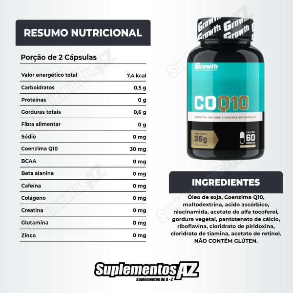 Imagem de Coenzima Q10 60 Cápsulas Growth Supplements Kit 2 Potes