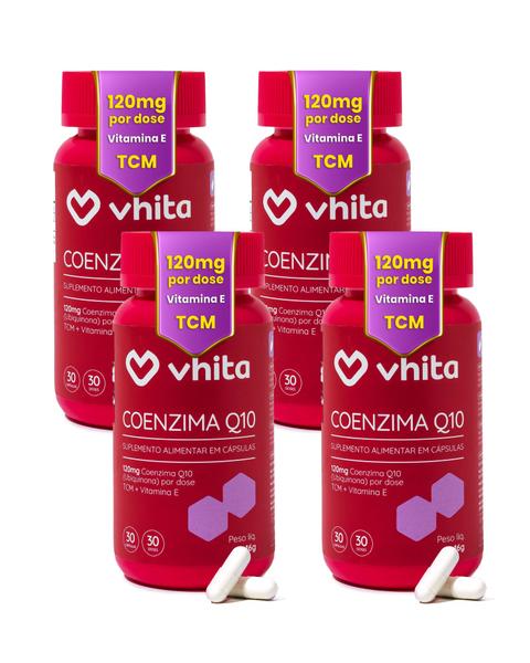 Coenzima Q10 Ubiquinona 120mg Com Vitamina E e TCM 30 cápsulas Vhita 4 unidades Coenzima Q10 Ubiquinona 120mg Com Vitamina E e TCM 30 cápsulas Vhita 4 unidades
