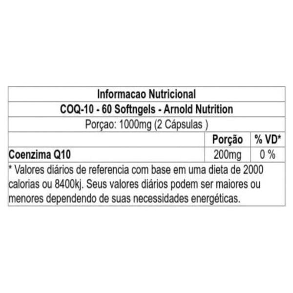 Imagem de Coenzima Ubiquinol COQ-10 200mg 60 Caps  Arnold Nutrition