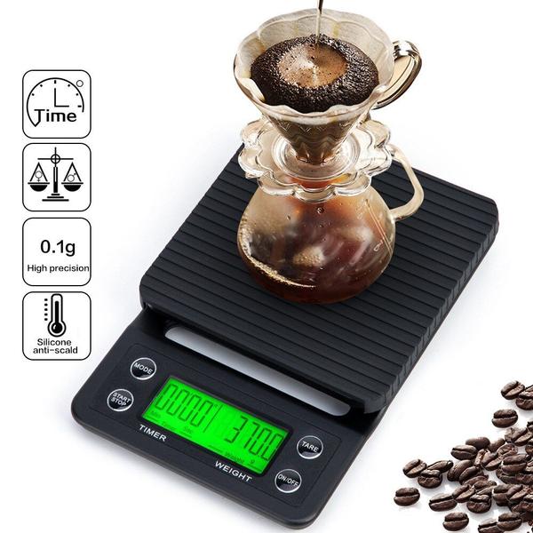 Imagem de Coffee Scales 5kg X 0.1g com tempor drip cozinha eletrônica de alta precisão Digital LCD Equilíbrio de peso doméstico Balanças de pesagem